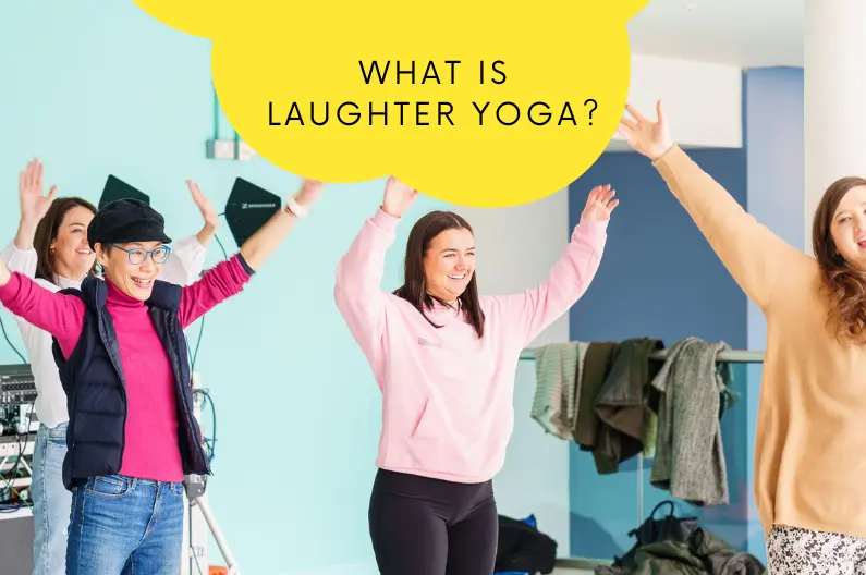 Group of people taking part in a Laughter Yoga session with Serious Laughter UK