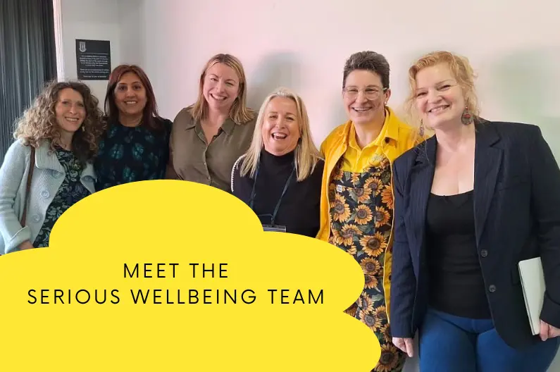 The Serious Wellbeing Team - Sunny Turner and specialist practitioners covering laughter yoga, sleep, stress, nutrition, digital wellbeing and leadership coaching in Manchester