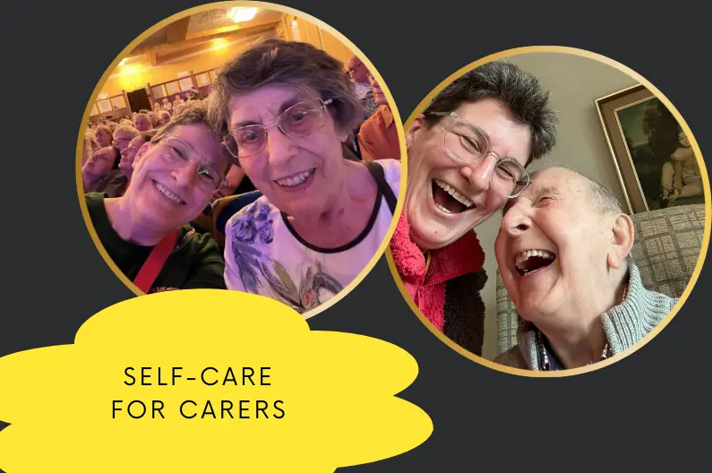 Self-care for carers - Sunny Turner sharing a laugh with her mum and her dad