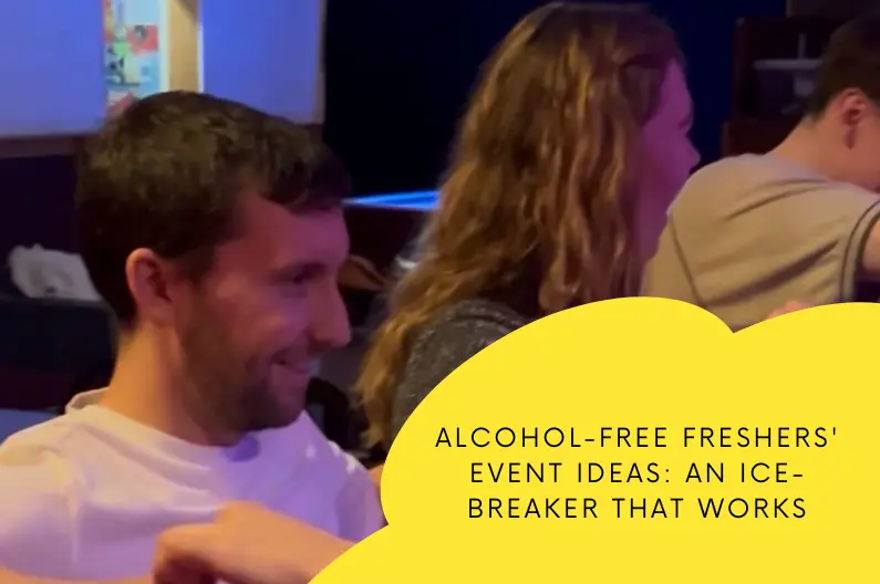 Students laughing together at an alcohol-free freshers event led by Serious Laughter