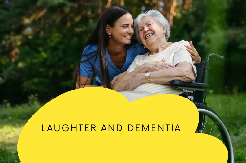 Laughter and dementia an older person and a carer sharing a warm, joyful laugh together
